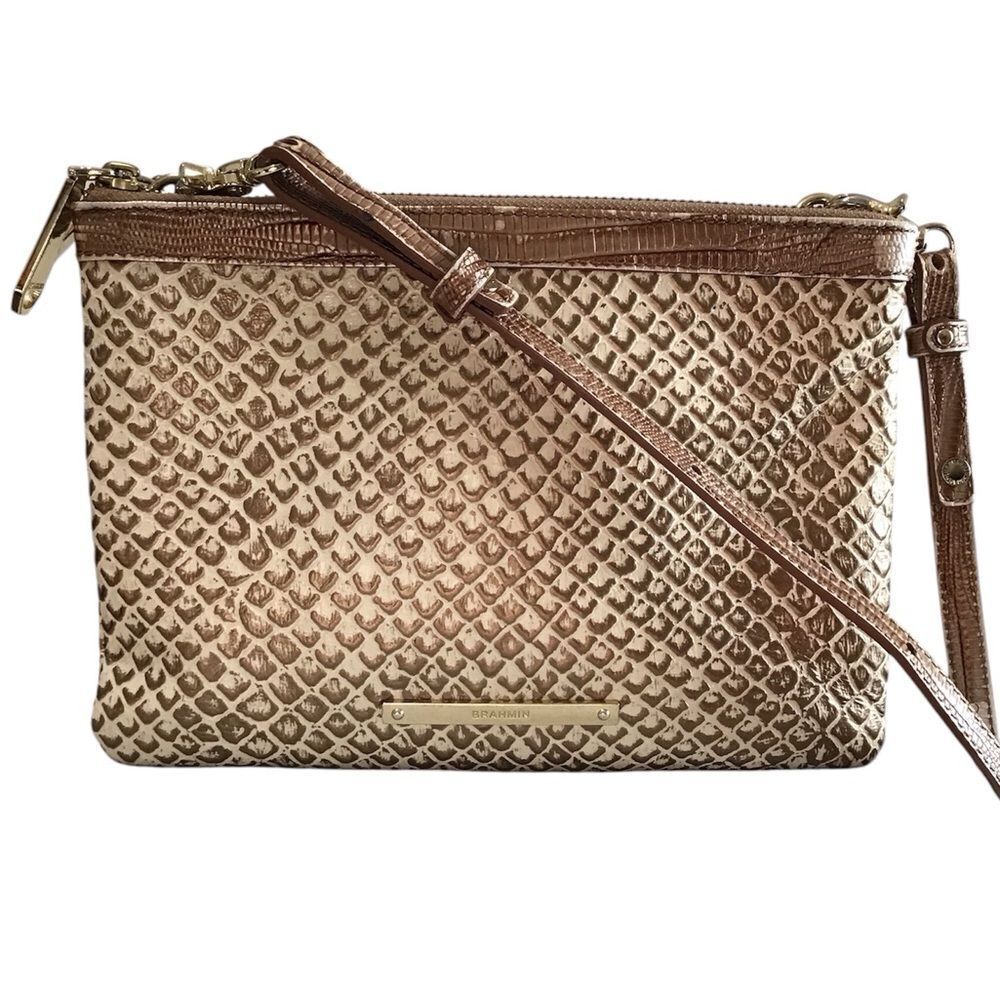 Brahmin Perri Latte Java Leather Crossbody Bag